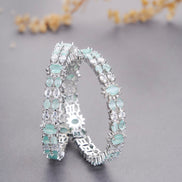 Opal Touch - Crystal Rhodium Plated Bangles (Pack of 2) - Bangles