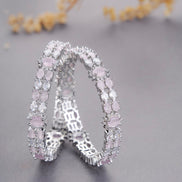 Opal Touch - Crystal Rhodium Plated Bangles (Pack of 2) - Bangles