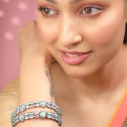 Crystal Rhodium Plated Bangles (Pack of 2) - Opal Touch
