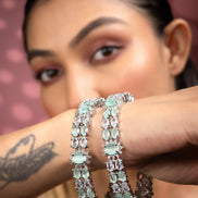 Crystal Rhodium Plated Bangles (Pack of 2) - Opal Touch
