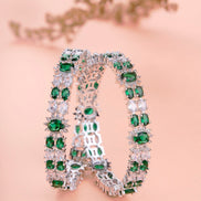 Opal Touch - Crystal Rhodium Plated Bangles (Pack of 2) - Bangles