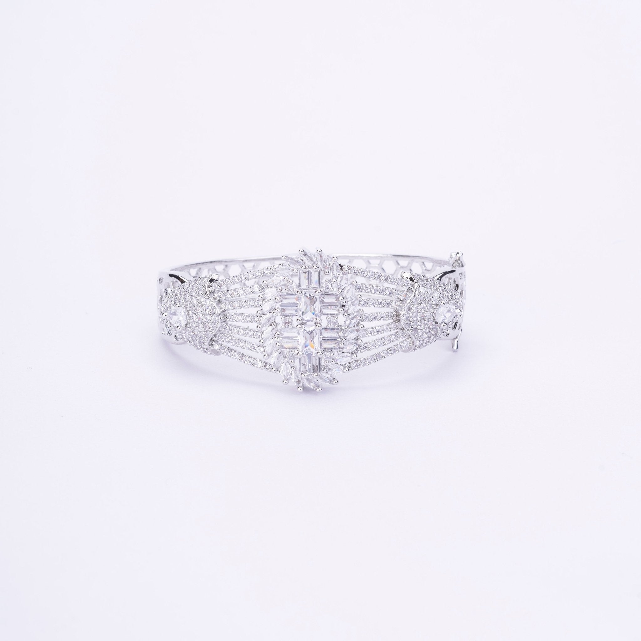 Elegant CZ Kada Bracelet - Dazzling Wrist Accessory - Opal Touch