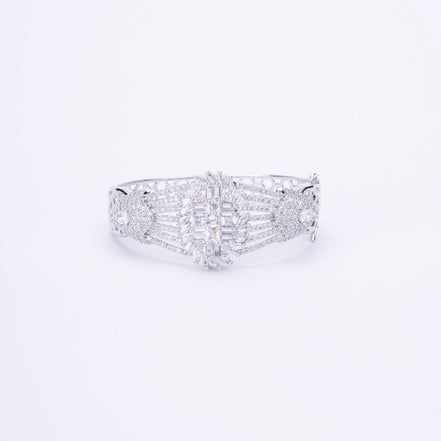 Elegant CZ Kada Bracelet - Dazzling Wrist Accessory - Opal Touch