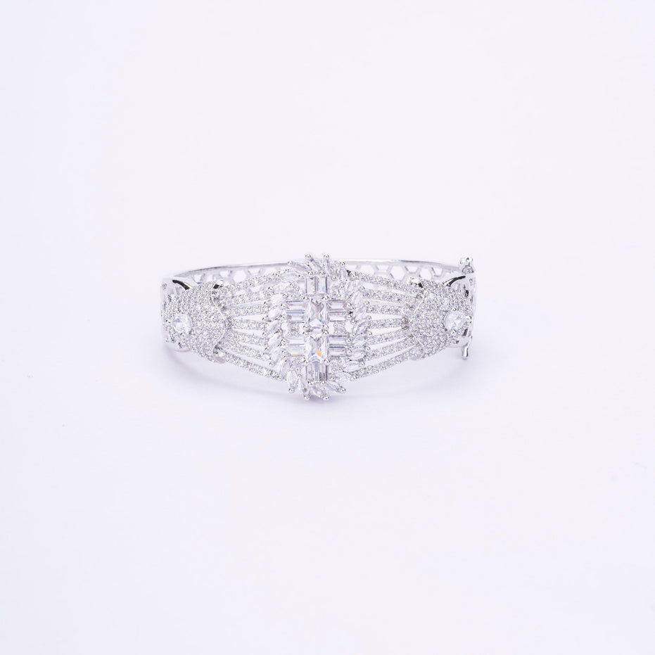 Elegant CZ Kada Bracelet - Dazzling Wrist Accessory - Opal Touch