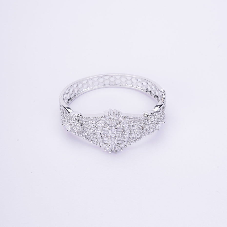 Elegant CZ Kada Bracelet - Dazzling Wrist Accessory - Opal Touch