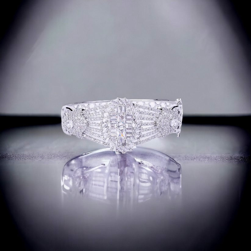 Elegant CZ Kada Bracelet - Dazzling Wrist Accessory - Opal Touch