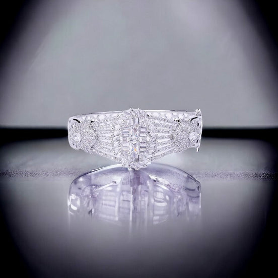 Elegant CZ Kada Bracelet - Dazzling Wrist Accessory - Opal Touch