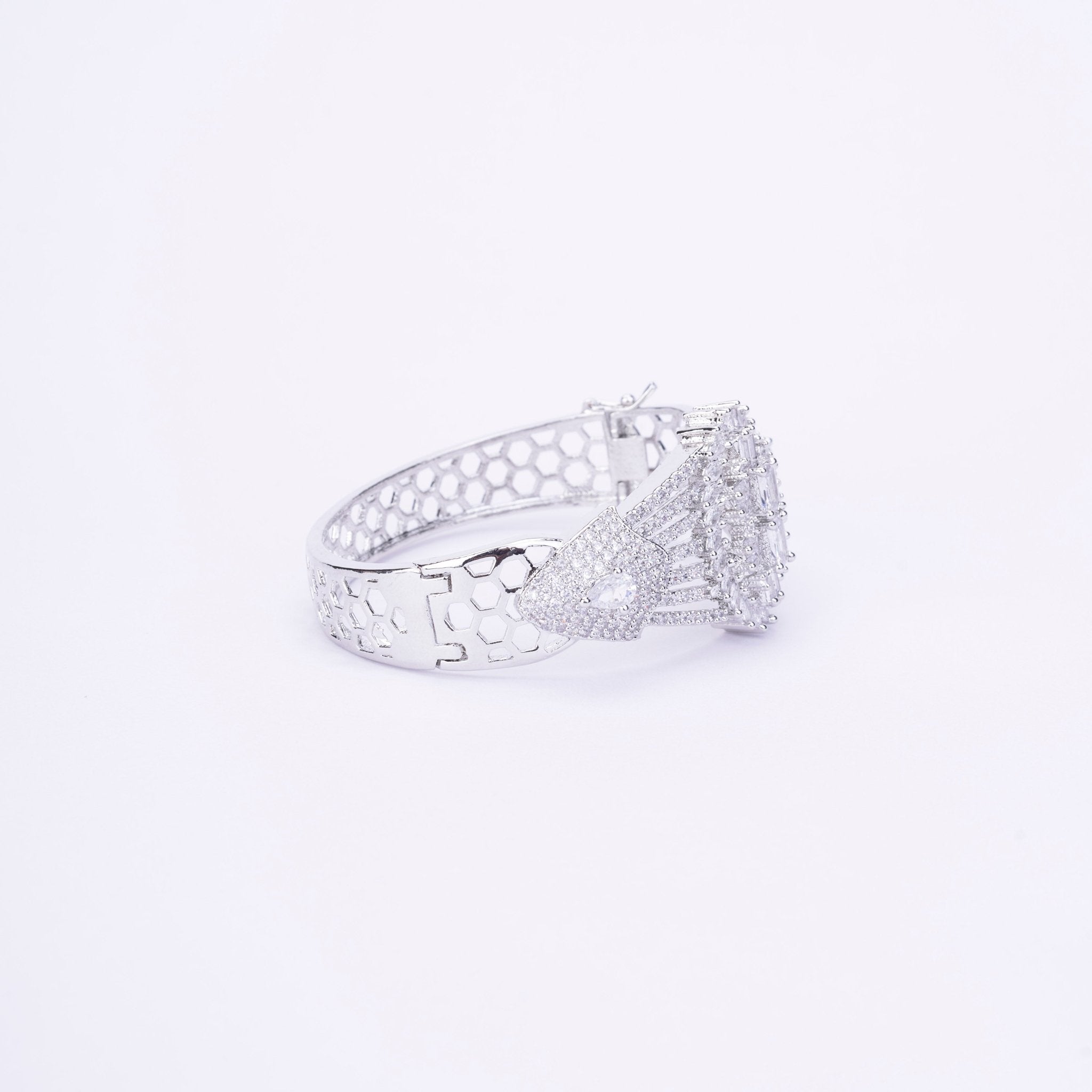 Elegant CZ Kada Bracelet - Dazzling Wrist Accessory - Opal Touch