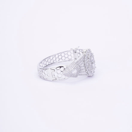 Elegant CZ Kada Bracelet - Dazzling Wrist Accessory - Opal Touch