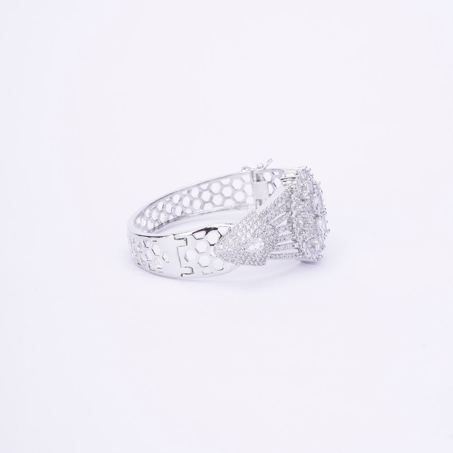 Elegant CZ Kada Bracelet - Dazzling Wrist Accessory - Opal Touch