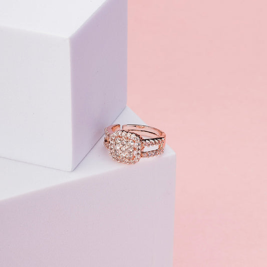Rings - Cushion Cluster Rose Gold Ring - Opal Touch