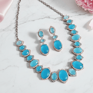 Cyan Serenity Necklace in Black Plated - Opal Touch