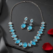 Cyan Serenity Necklace in Black Plated - Opal Touch
