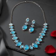 Cyan Serenity Necklace in Black Plated - Opal Touch