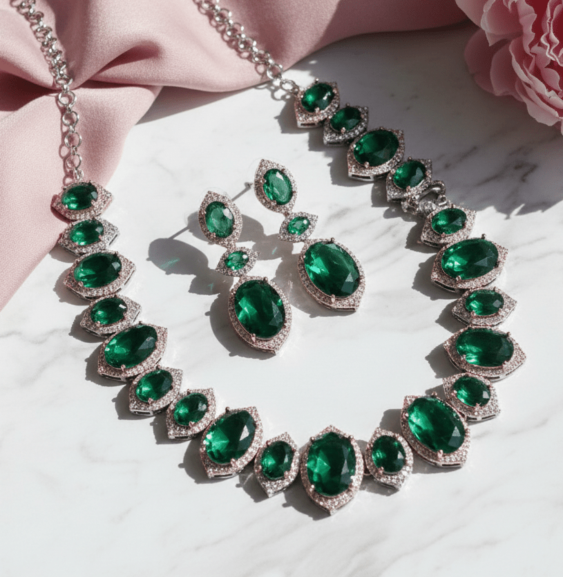 Cyan Serenity Necklace in Black Plated - Opal Touch