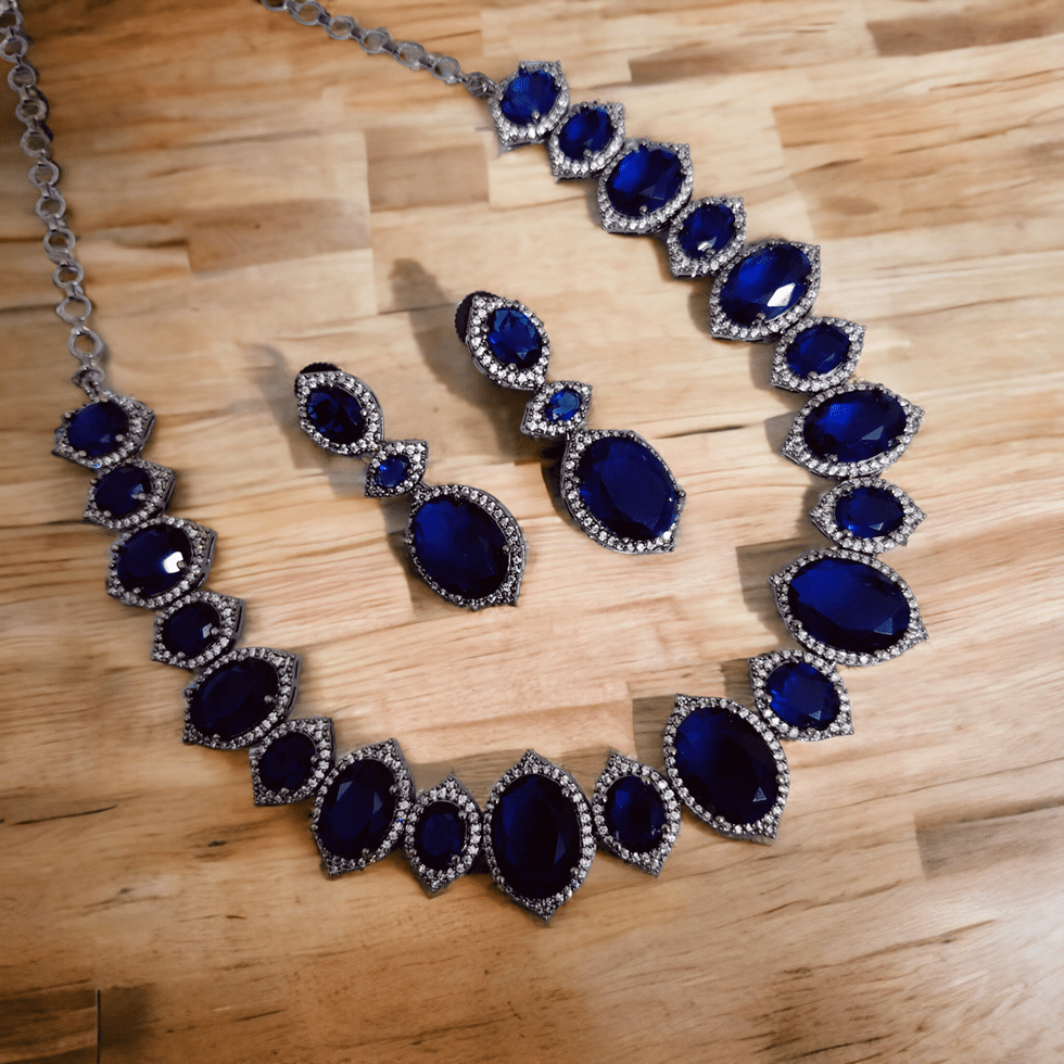 Opal Touch - Cyan Serenity Necklace in Black Plated - Necklace