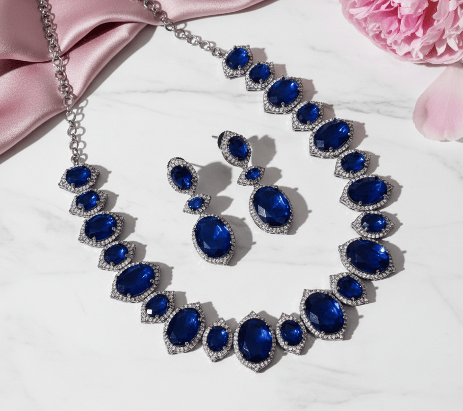 Cyan Serenity Necklace in Black Plated - Opal Touch