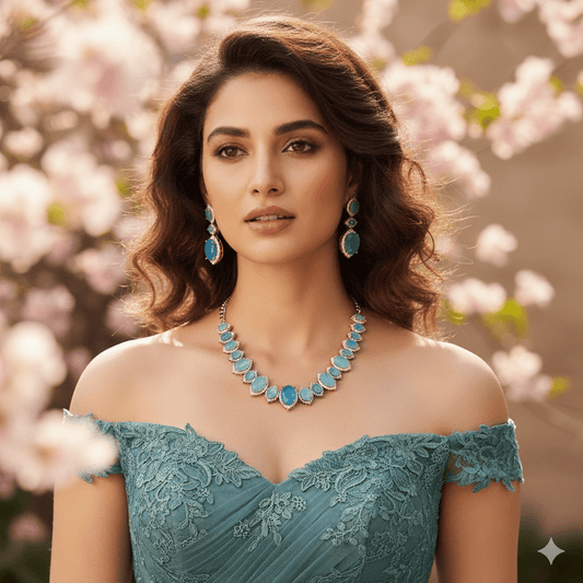 Cyan Serenity Necklace in Black Plated - Opal Touch