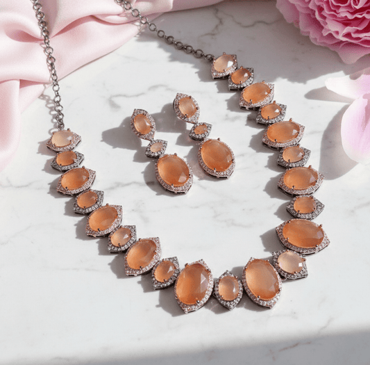 Cyan Serenity Necklace in Black Plated - Opal Touch