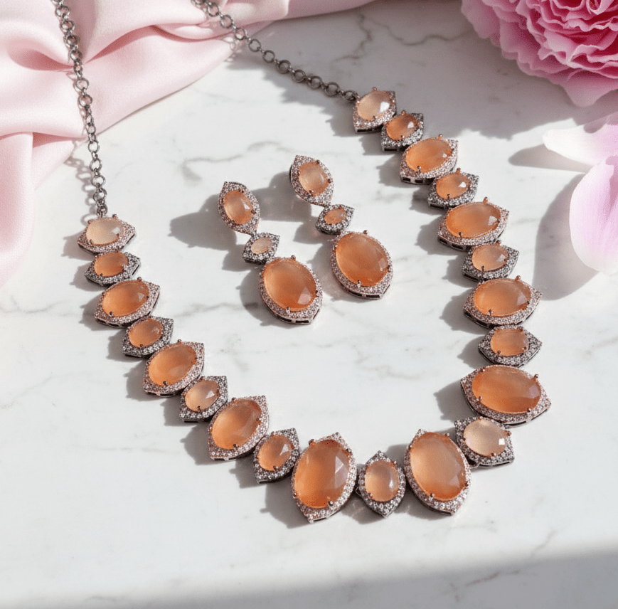 Cyan Serenity Necklace in Black Plated - Opal Touch