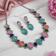 Cyan Serenity Necklace in Black Plated - Opal Touch