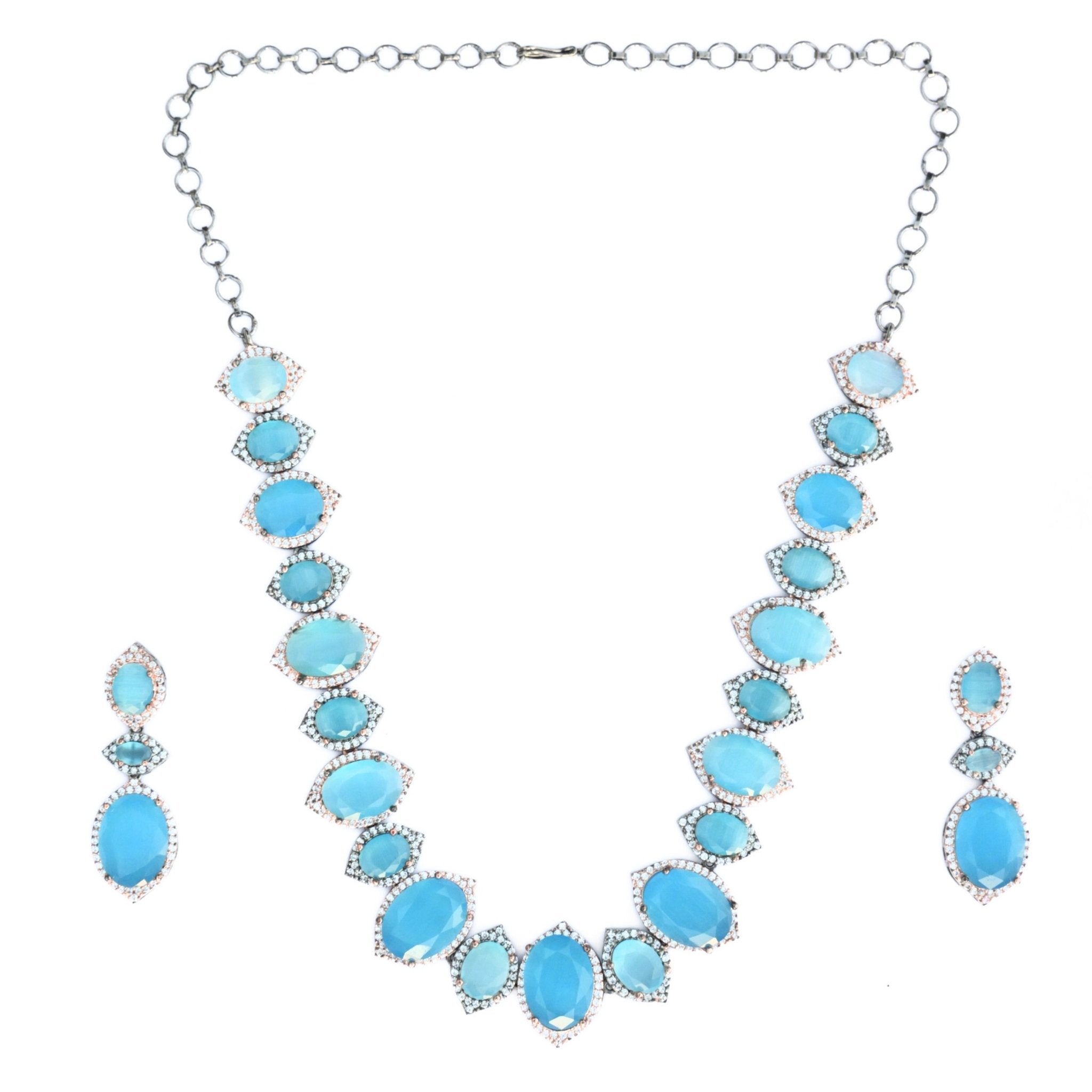Cyan Serenity Necklace in Black Plated - Opal Touch