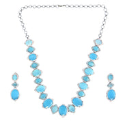 Cyan Serenity Necklace in Black Plated - Opal Touch
