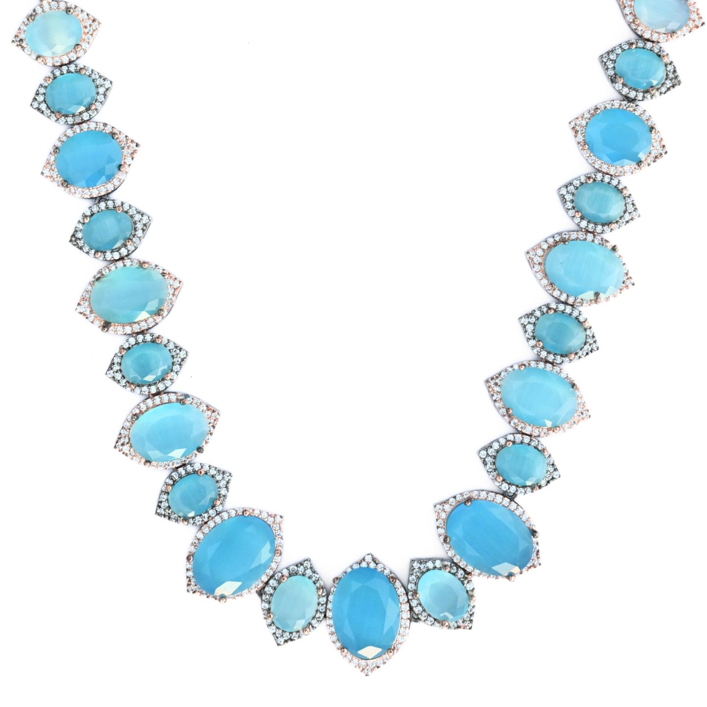Cyan Serenity Necklace in Black Plated - Opal Touch