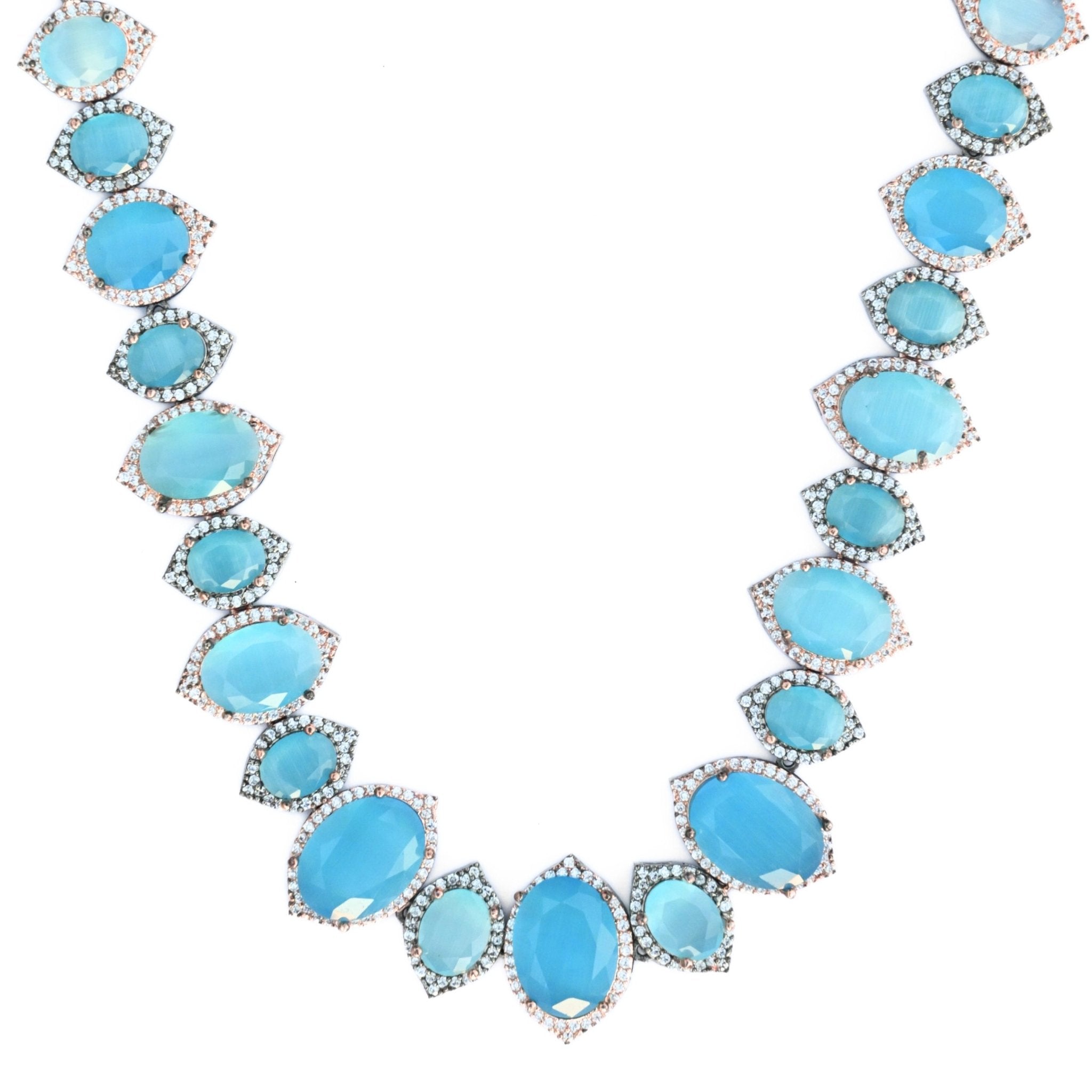 Cyan Serenity Necklace in Black Plated - Opal Touch