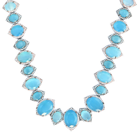 Cyan Serenity Necklace in Black Plated - Opal Touch