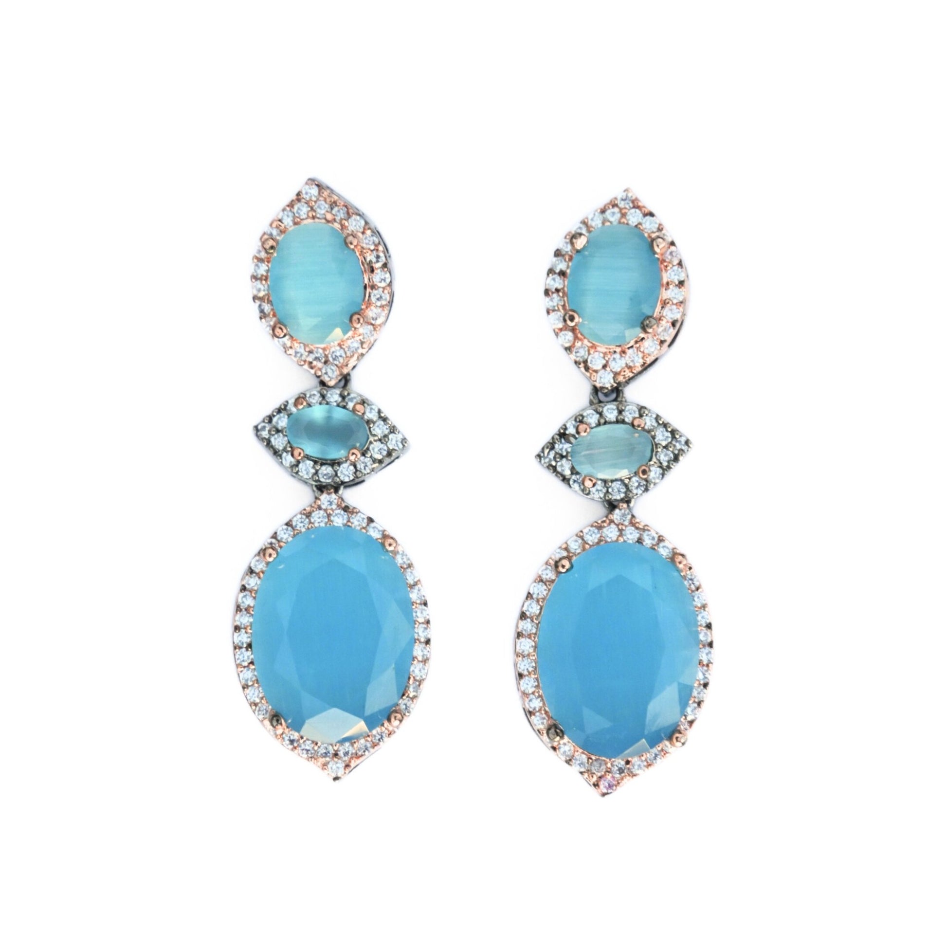 Cyan Serenity Necklace in Black Plated - Opal Touch