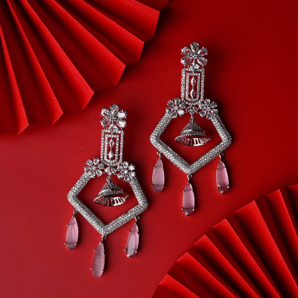 CZ American Diamond Dangler Earrings - Opal Touch