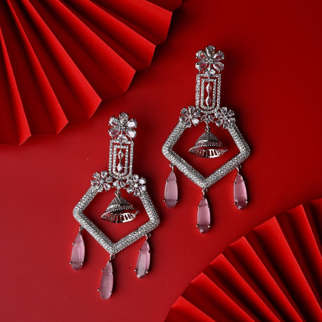 CZ American Diamond Dangler Earrings - Opal Touch