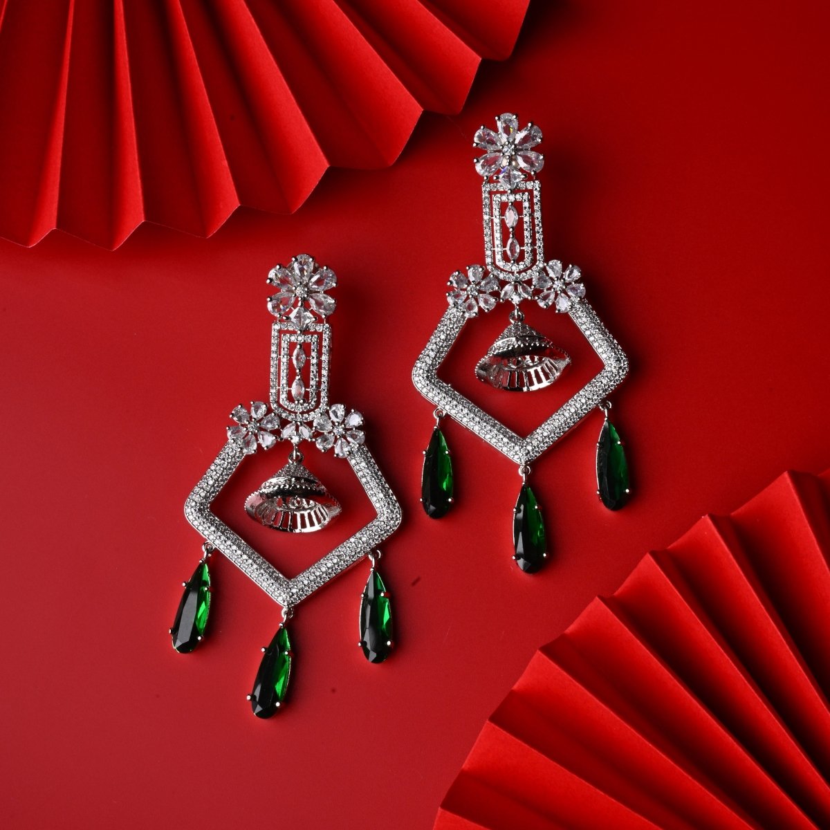 CZ American Diamond Dangler Earrings - Opal Touch