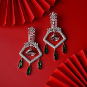 CZ American Diamond Dangler Earrings - Opal Touch