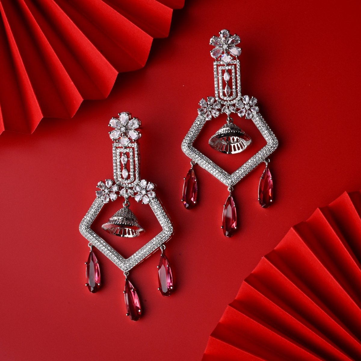 CZ American Diamond Dangler Earrings - Opal Touch