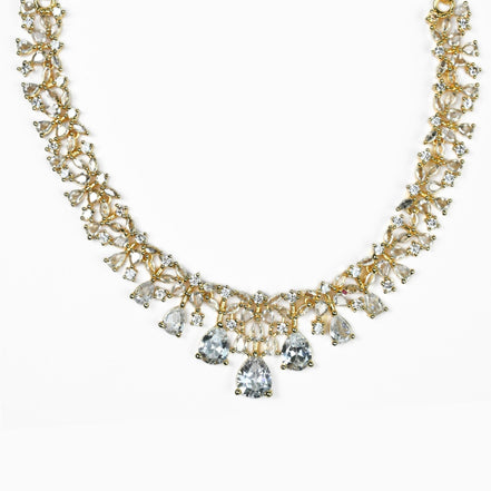 Necklace - Cz Elegance Gold Plated Necklace - Opal Touch
