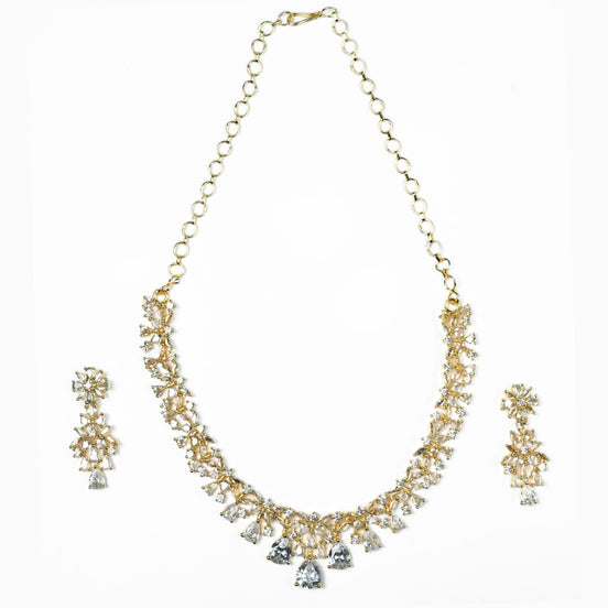 Necklace - Cz Elegance Gold Plated Necklace - Opal Touch