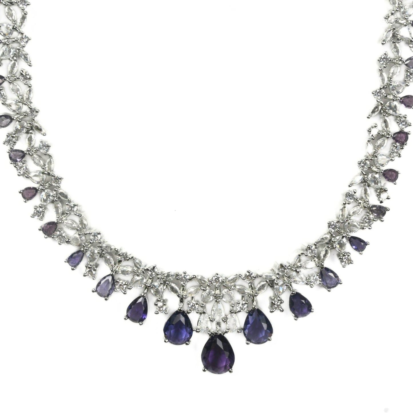 Necklace - Cz Elegance Rhodium Necklace - Opal Touch
