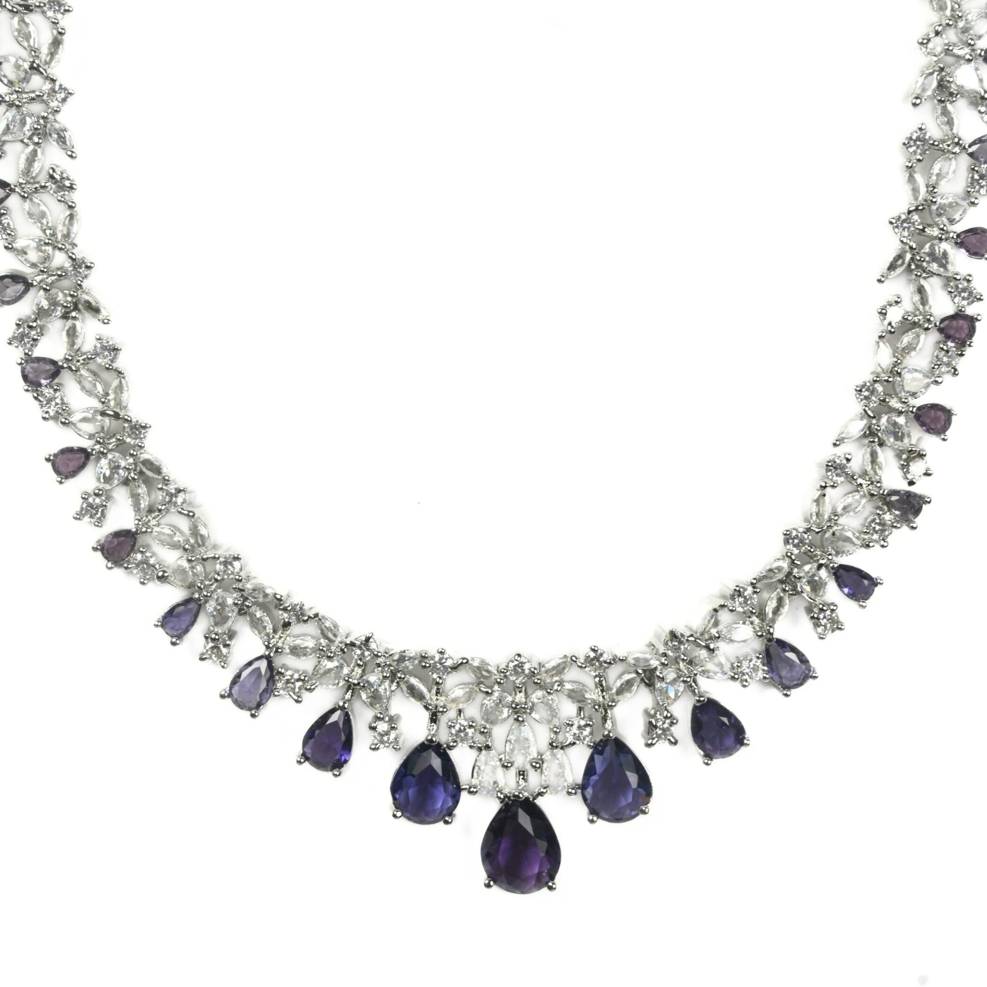 Necklace - Cz Elegance Rhodium Necklace - Opal Touch