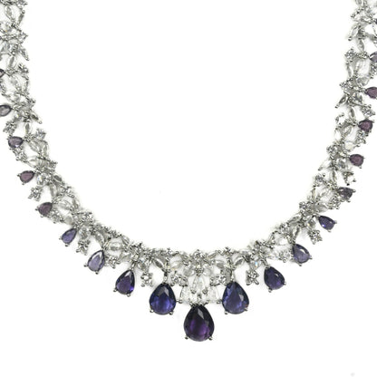 Necklace - Cz Elegance Rhodium Necklace - Opal Touch
