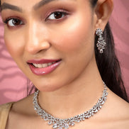 Necklace - Cz Elegance Rhodium Necklace - Opal Touch