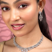 Necklace - Cz Elegance Rhodium Necklace - Opal Touch