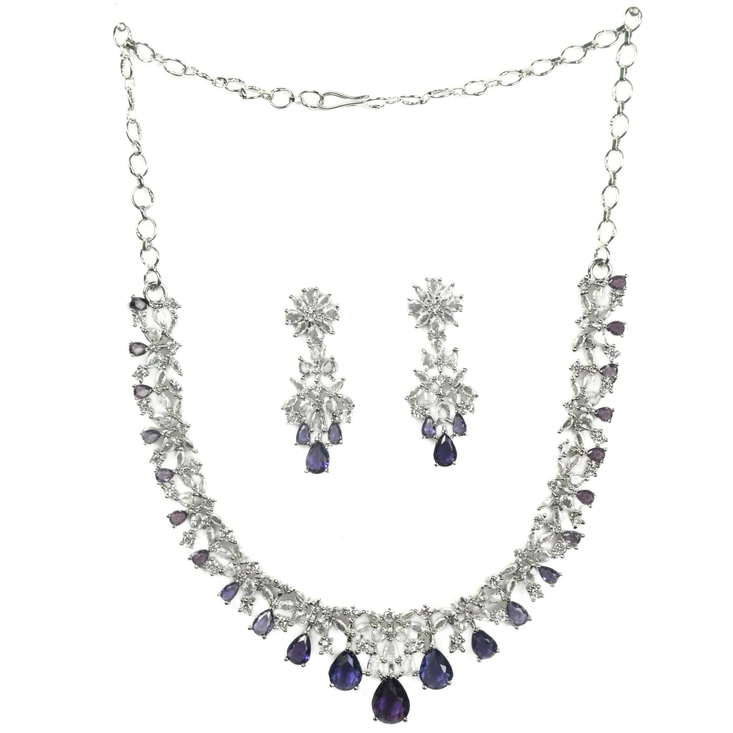 Necklace - Cz Elegance Rhodium Necklace - Opal Touch