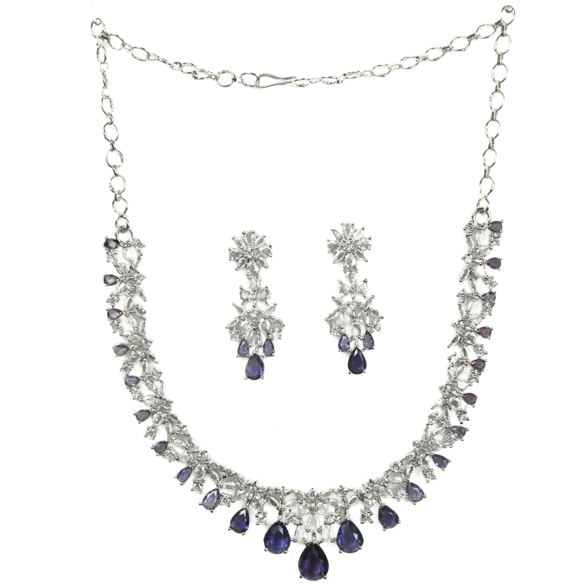 Necklace - Cz Elegance Rhodium Necklace - Opal Touch