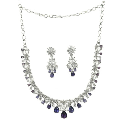 Necklace - Cz Elegance Rhodium Necklace - Opal Touch