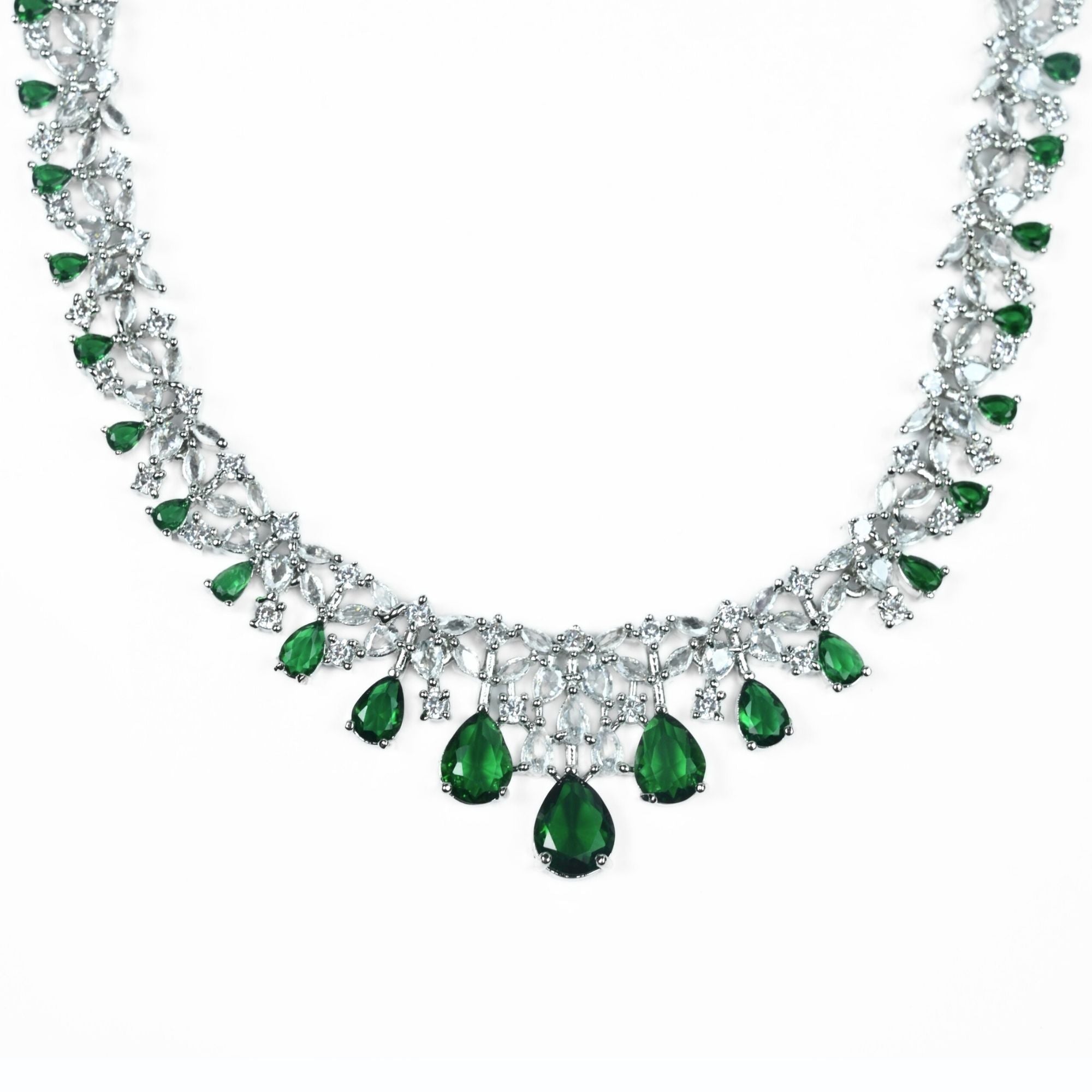 Necklace - Cz Elegance Rhodium Necklace - Opal Touch