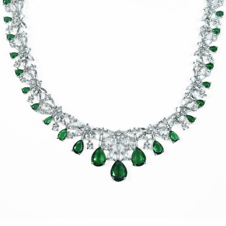 Necklace - Cz Elegance Rhodium Necklace - Opal Touch