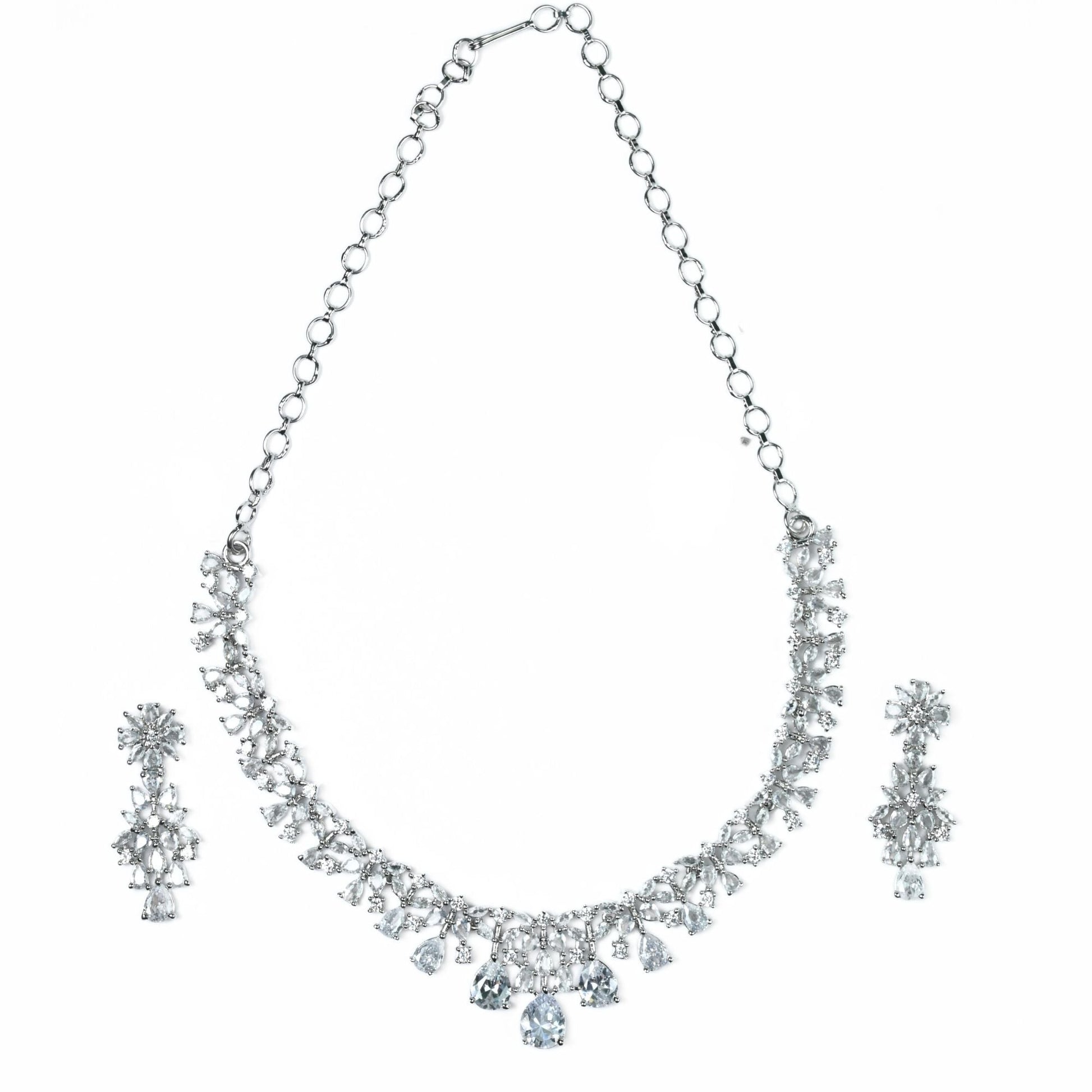 Necklace - Cz Elegance Rhodium Necklace - Opal Touch