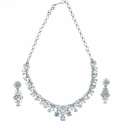 Necklace - Cz Elegance Rhodium Necklace - Opal Touch
